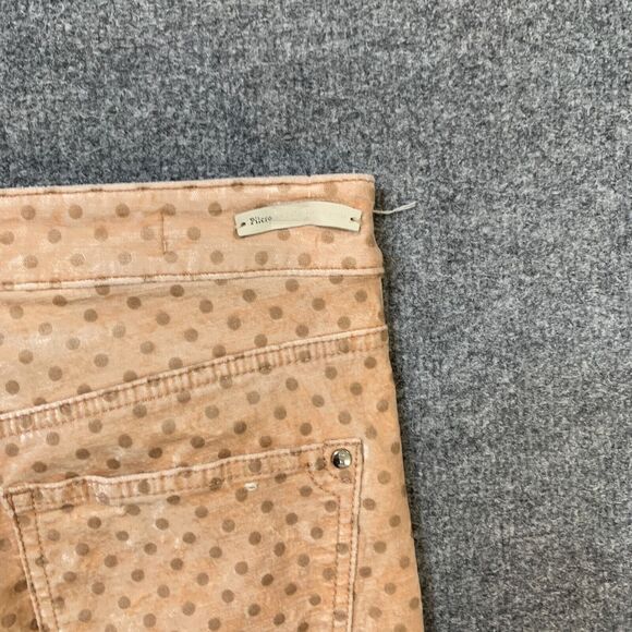 Pilcro And The Letterpress Pants Women 26 Apricot High Rise Skinny Velvet Dots - Picture 12 of 16